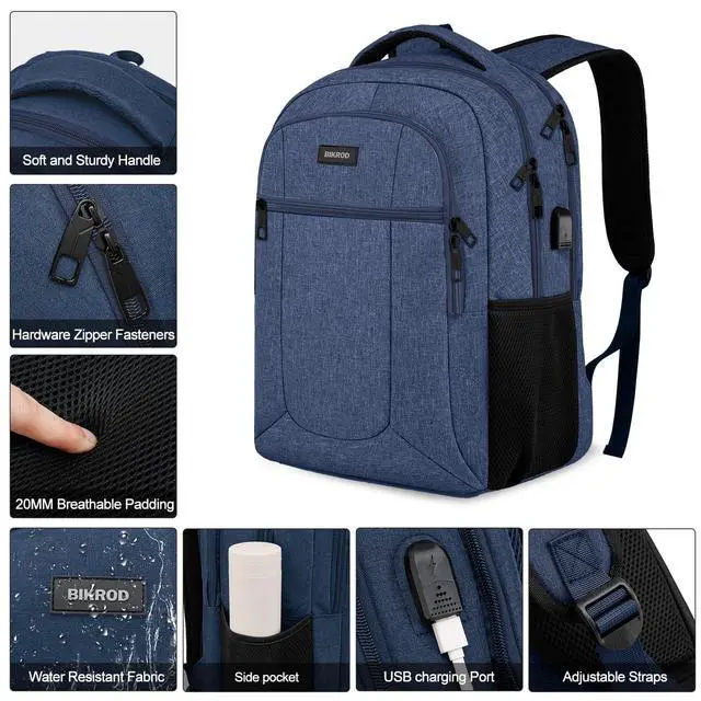Alt view image 3 of 5 - BIKROD Backpack for Boys Men, School Backpack for Teens Girls, Lightweight Casual High School Bookbag, Daily-use Travel Laptop Backpack with USB Charging Port Fits 15.6 Inch Notebook