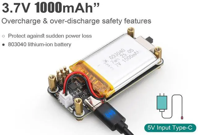 Alt view image 2 of 5 - UPS HAT for Raspberry Pi Zero, Uninterruptible Power Supply Module, Plug-and-Play Ba-ttery Backup Board, Real-Time INA219 Ba-ttery Monitor, Supports 3.7 V Lithium Ba-ttery, Power Management Expansion