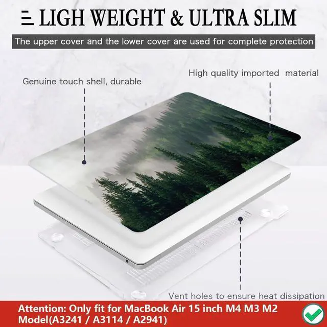 Alt view image 4 of 5 - CISSOOK Compatible with MacBook Air 15 inch Case 2023 2024 2025 Release M2 M3 M4, Plastic Hard Shell Case Keyboard Cover Screen Protector USB Adapter for MacBook Air 15 A2941 A3114 A3241, Forest