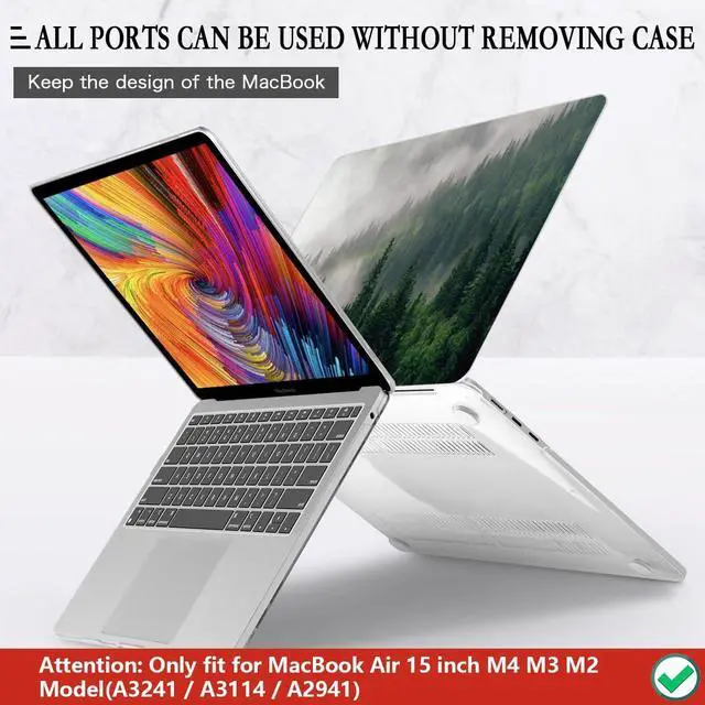 Alt view image 5 of 5 - CISSOOK Compatible with MacBook Air 15 inch Case 2023 2024 2025 Release M2 M3 M4, Plastic Hard Shell Case Keyboard Cover Screen Protector USB Adapter for MacBook Air 15 A2941 A3114 A3241, Forest