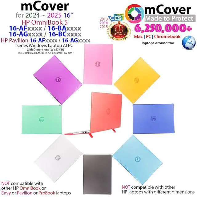 Alt view image 2 of 5 - mCover Case ONLY Compatible for 16 2024+ HP OmniBook 5 16-AF / 16-AG / 16-BAxxxx / 16-BCxxxx and Pavilion 16-AF / 16-AG0000 Series Windows AI Notebook PC (NOT Fitting Other HP Models)- Black