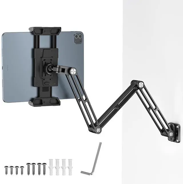 Main image of OHLPRO Aluminum Tablet Wall Mount Holder - 360° Adjustable & Extendable 3-Stage Arm for iPad Pro/Air/Mini, Galaxy Tab 5-13" | Heavy Duty Metal Stand for Kitchen, Office, Bedroom