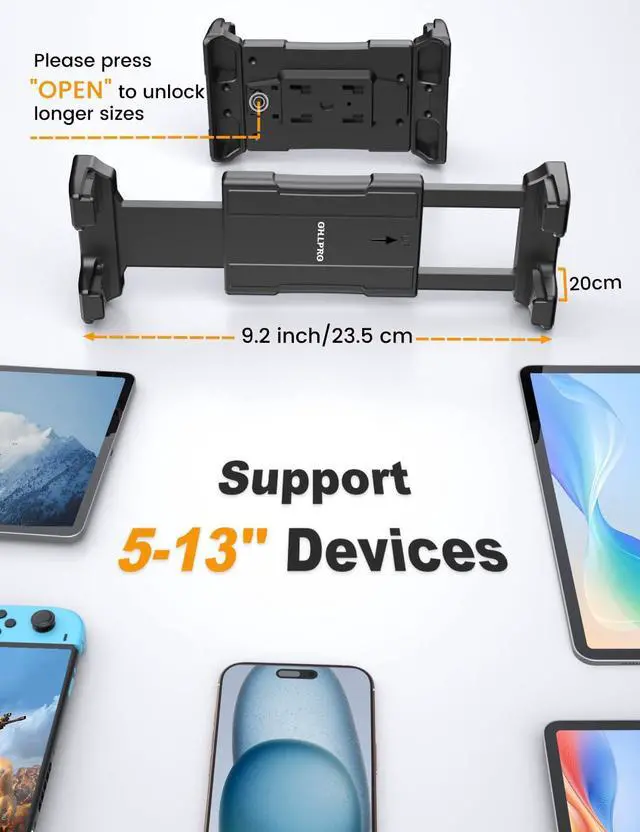 Alt view image 3 of 5 - OHLPRO Aluminum Tablet Wall Mount Holder - 360° Adjustable & Extendable 3-Stage Arm for iPad Pro/Air/Mini, Galaxy Tab 5-13" | Heavy Duty Metal Stand for Kitchen, Office, Bedroom