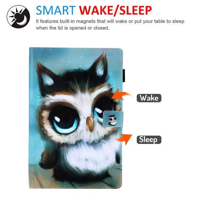 Alt view image 2 of 5 - Dteck Case for All-New Fire HD 10 & HD 10 Plus Tablet (2021 Release, 11th Generation) - Slim Multi-Angle Folio Stand Premium PU Leather Protective Smart Cover with Auto Wake Sleep, Owl