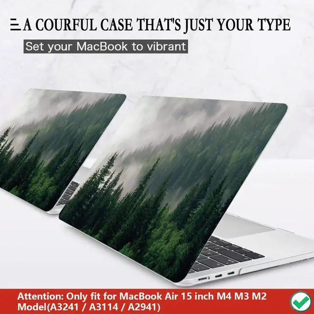 Alt view image 3 of 5 - CISSOOK Compatible with MacBook Air 15 inch Case 2023 2024 2025 Release M2 M3 M4, Plastic Hard Shell Case Keyboard Cover Screen Protector USB Adapter for MacBook Air 15 A2941 A3114 A3241, Forest