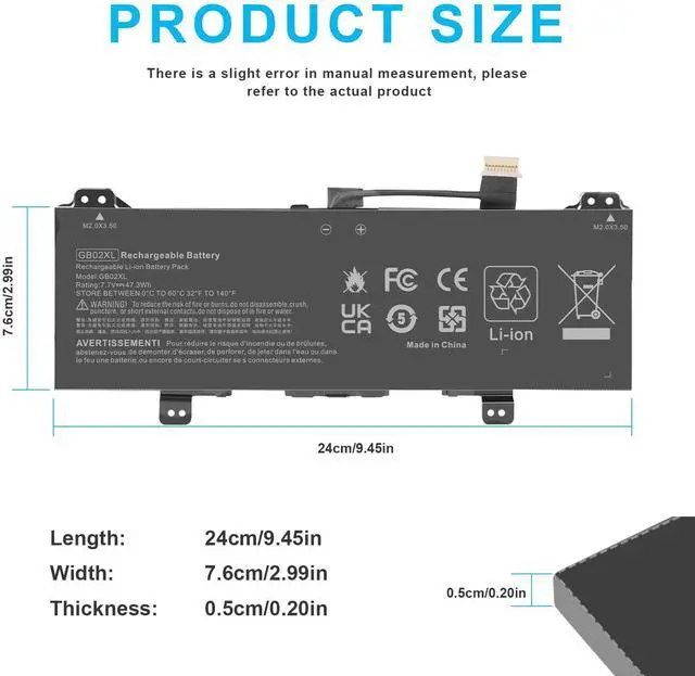 Alt view image 3 of 5 - GB02XL l42583-002 Laptop Battery Replacement for HP Chromebook X360 14A 14-DB 11 G8 G7 G1 G2 EE/Chromebook 11A G8 G5 G6 EE/Chromebook 14 G5 14-DB0051CL Series hstnn-ub7m L42583-005 L42550-271