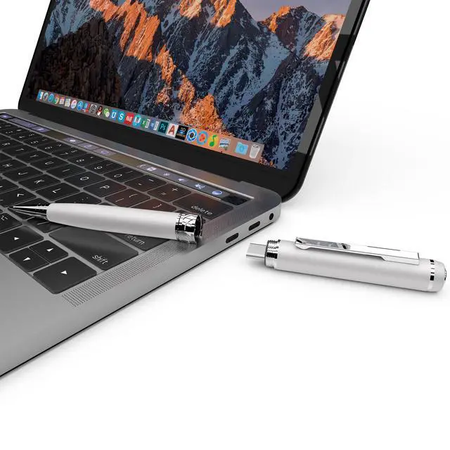 Alt view image 4 of 5 - 3 in1Luxury Rollerball PenUSB-CUSB Flash Drivewith Pen Design, with Smooth Writing, Medium Point Black InkPortable Memory Stick, Compatible with Laptop,Smartphones (Silver, 64, GB)