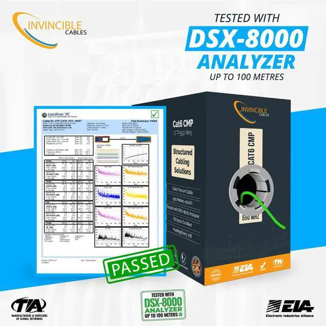 Alt view image 3 of 5 - Cat6 Plenum Cable 1000ft | 0.57mm 100% Pure Copper, 550MHz 23AWG UTP | DSX-8000 Analyzer Tested Up to 100m | 10Gb, PoE++ | Industrys Most Certified Cable | Available in 7 Colors (Green)