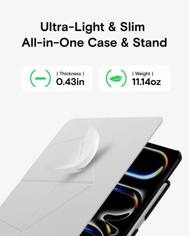 Alt view image 3 of 5 - MOFT Folio Case for iPad Pro 11" (1~4 gen.) with Detachable Pencil Holder, Protective & Lightweight, Durable MOVAS Material and Comfortable Touch for Browsing, Drawing & Studying,Misty Cove