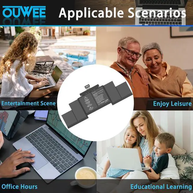 Alt view image 5 of 5 - OUWEE A1618 Laptop Battery A1398 A1494 Compatible with MacBook Pro 15 inch Mid 2015 Mid 2014 Late 2013 Version EMC 2910 2909 2881 2876 2745 2674 Capacity 11.36V 99.5Wh 8755mAh