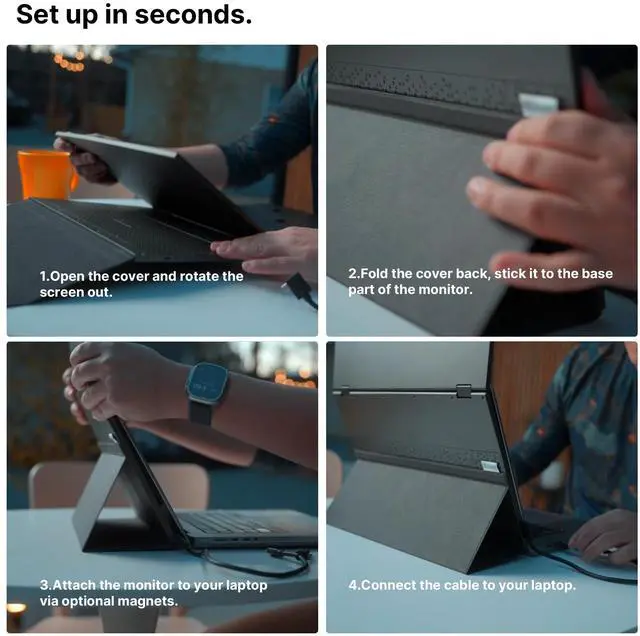 Alt view image 5 of 5 - New Mobile Pixels Duex Float 2.0 Pro 2.5 K Portable Monitor, 16" Laptop Screen Extender (Built-in Kickstand), USB C/HDMI Stacked Monitor Extender with Dual Speakers, Windows, MacOS, Switch, Android