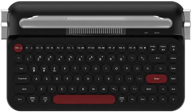 Main image of Ajazz AF84 Wireless Membrane Silent Typewriter Keyboard, Bluetooth/2.4G Dual-Mode Connection, Cute Retro Aesthetic Design with Integrated Stand for Tablet, Phone, PC and Win/Mac/Android Black
