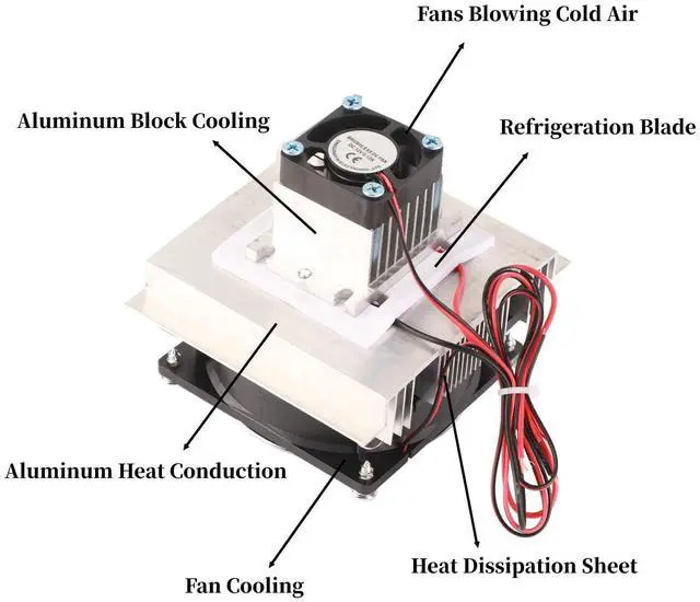 Alt view image 3 of 5 - Thermoelectric Peltier Refrigeration, Fans Cooling Heatsinks Cooler Module 60W XD-35 Air Cooling System Heatsink Semiconductor Cooling System DIY Kit for Small Space Cooling(Has a Cold end Fan)