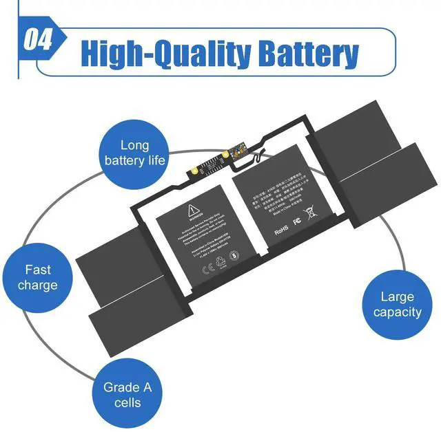Alt view image 5 of 5 - Dentsing A1820 A1707 Laptop Battery Replacement for MacBook Pro 15" A1707 (Late 2016, Mid 2017) Touch Bar EMC 3072 EMC 3162 Series MPTR2LL/A MPTT2LL/A MLW72HN/A MLW82LL/A MLH42LL/A 11.4V 76Wh 6667mAh