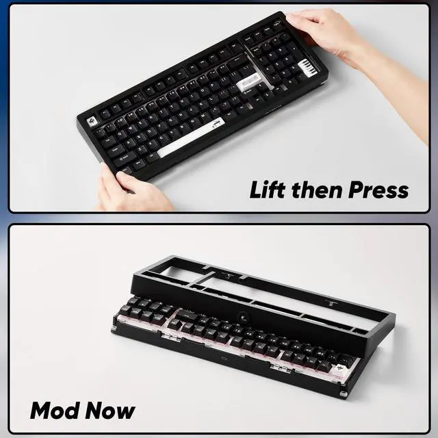 Alt view image 2 of 5 - MONSGEEK M2 V5 VIA Aluminum Mechanical Keyboard Quick Release Tri-Mode Gaming Keyboard with 8000 mAh RGB Hot-swappable Black Piano, Pre-lubed Stellar Rose Switch