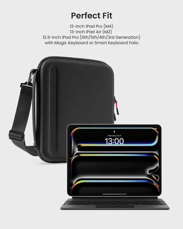 Alt view image 4 of 5 - tomtoc Portfolio Shoulder Bag for 2025 13 Inch iPad Pro M5/M4 & iPad Air M3/M2 2024, 12.9-inch iPad Pro, Protective Case with Accessories Pocket, Carrying Storage for Pencil Pro/Adapter/Magic Keyboard