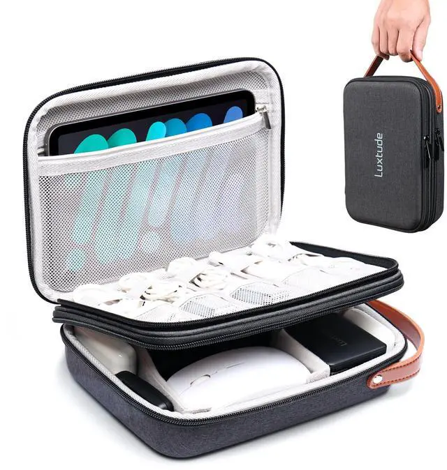 Main image of Luxtude Electronics Organizer Travel Case, Tech Organizers Travel Case, Hard Cases for Electronics, Hard Charger Bag, Portable Cable Bag, Travel Essentials for Charger/Mouse/Cash/Card