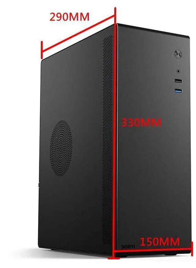 Alt view image 2 of 5 - V100 M-ATX/ITX Computer Case,Multifunctional Pc Case, Business Case with Spcc Side Panel, Support 260mm VGA Card 120mm CPU Cooler (Black)