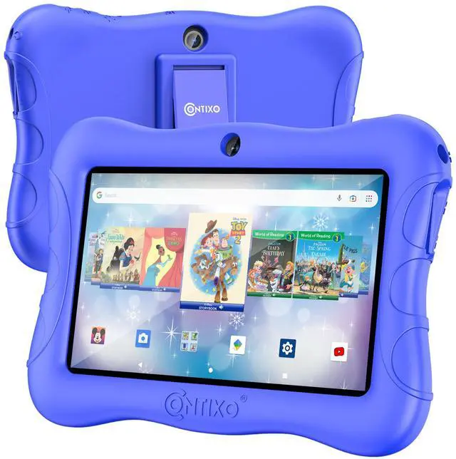 Main image of Contixo Kids Tablet V9, 7-inch HD, Ages 3-7, Includes 50+ Disney Storybooks (Value $200), Toddler Tablet with Camera, Parental Controls, Android 11, 32GB, WiFi, Learning for Kids - Dark Blue