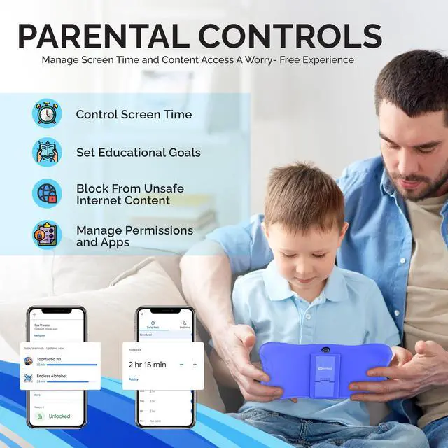 Alt view image 5 of 5 - Contixo Kids Tablet V9, 7-inch HD, Ages 3-7, Includes 50+ Disney Storybooks (Value $200), Toddler Tablet with Camera, Parental Controls, Android 11, 32GB, WiFi, Learning for Kids - Dark Blue