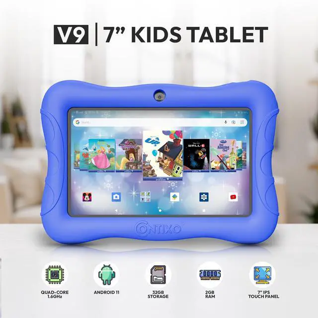 Alt view image 2 of 5 - Contixo Kids Tablet V9, 7-inch HD, Ages 3-7, Includes 50+ Disney Storybooks (Value $200), Toddler Tablet with Camera, Parental Controls, Android 11, 32GB, WiFi, Learning for Kids - Dark Blue