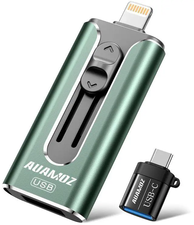 Main image of AUAMOZ 512GB Flash Drive Intended for iPhone, Memory Stick Storage Files Photos Videos Backup, Compatible with iPhone iPad Android PC, Plug and Play, No Application Required (Green)