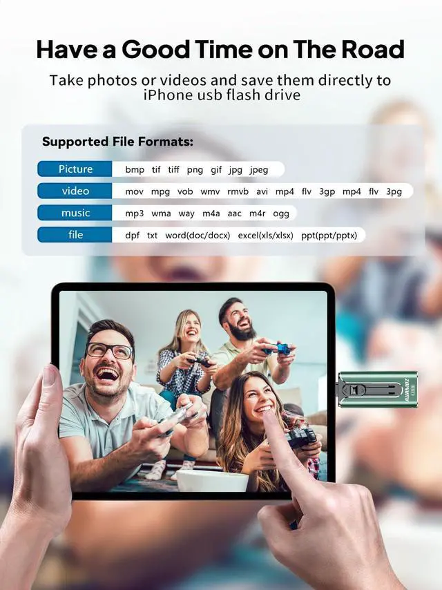 Alt view image 5 of 5 - AUAMOZ 512GB Flash Drive Intended for iPhone, Memory Stick Storage Files Photos Videos Backup, Compatible with iPhone iPad Android PC, Plug and Play, No Application Required (Green)