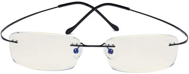 Main image of CessBlu Titanium Computer Glasses Eyeglasses Frameless Readers Blue Light Filter(Black)
