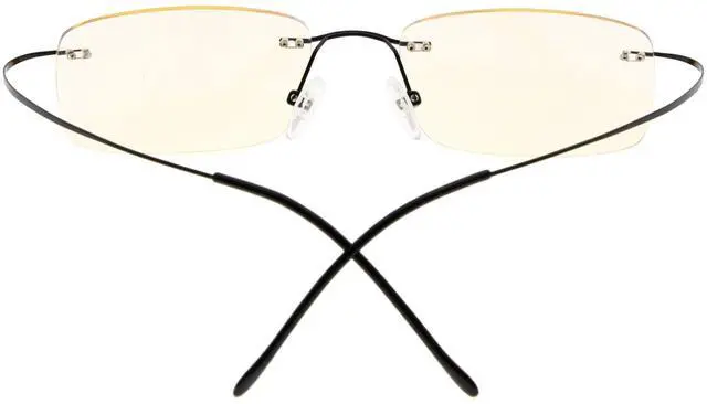 Alt view image 4 of 5 - CessBlu Titanium Computer Glasses Eyeglasses Frameless Readers Blue Light Filter(Black)