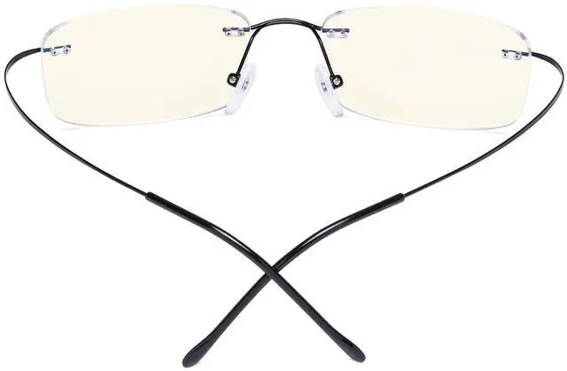 Alt view image 5 of 5 - CessBlu Titanium Computer Glasses Eyeglasses Frameless Readers Blue Light Filter(Black)