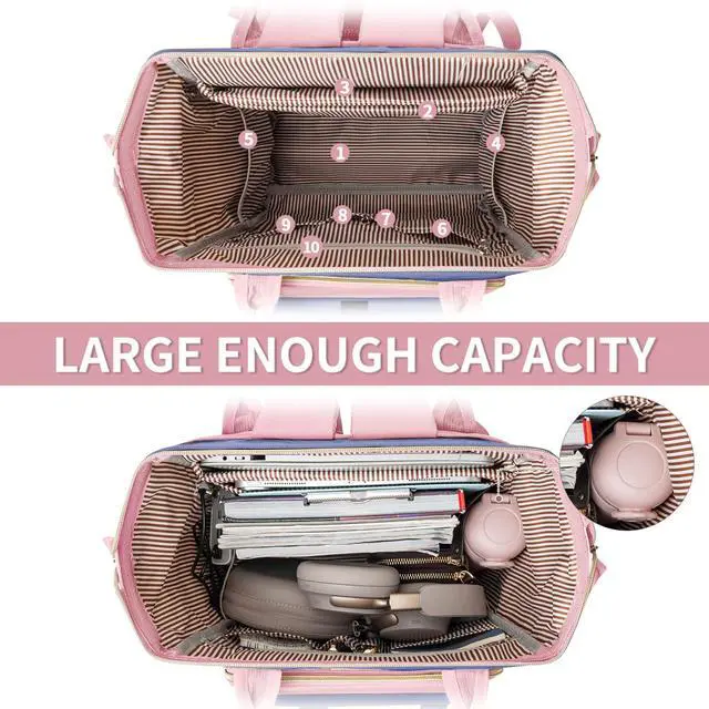 Alt view image 3 of 5 - ANILD Travel Laptop Backpack for Women, 15.6 Inch Work Backpack with USB Charging and Port Luggage Strap, Airline Approved Business Work Bag for Nurse College Teacher