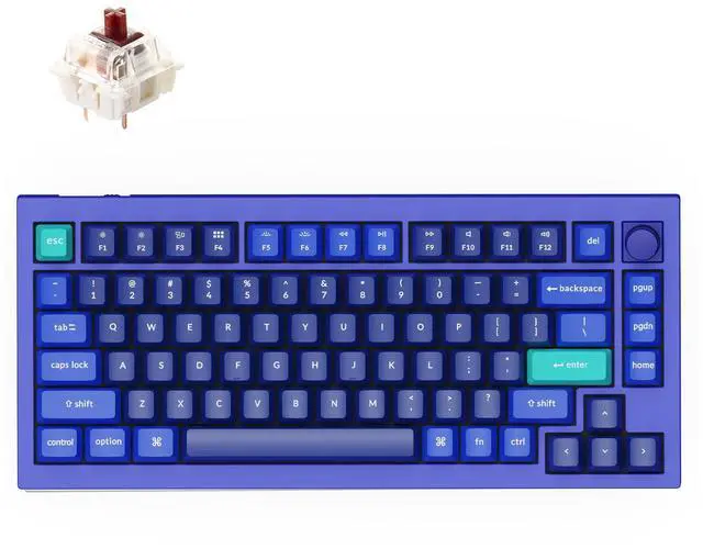 Main image of Keychron Q1 RGB Wired Custom Mechanical Keyboard Knob Version, 75% Layout QMK/VIA Programmable with Hot-swappable Gateron G Pro Brown Switch Double Gasket Compatible with Mac Windows Linux (Blue)