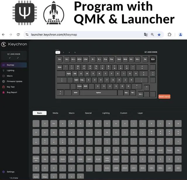 Alt view image 3 of 5 - Keychron Q1 RGB Wired Custom Mechanical Keyboard Knob Version, 75% Layout QMK/VIA Programmable with Hot-swappable Gateron G Pro Brown Switch Double Gasket Compatible with Mac Windows Linux (Blue)