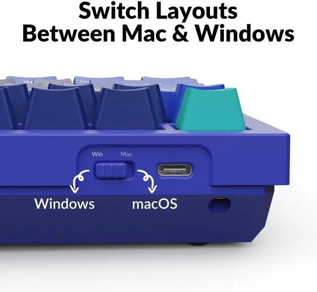 Alt view image 4 of 5 - Keychron Q1 RGB Wired Custom Mechanical Keyboard Knob Version, 75% Layout QMK/VIA Programmable with Hot-swappable Gateron G Pro Brown Switch Double Gasket Compatible with Mac Windows Linux (Blue)