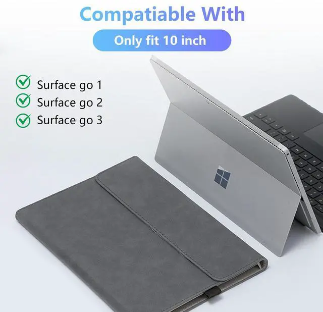 Alt view image 2 of 5 - Protective Case for 10-inch Microsoft Surface Go 3/2/1, Multiple Angle Viewing, Slim Lightweight Cover, Stylus Holder, Light Heat Dissation, Compatible with Type Cover Keyboard, Grey