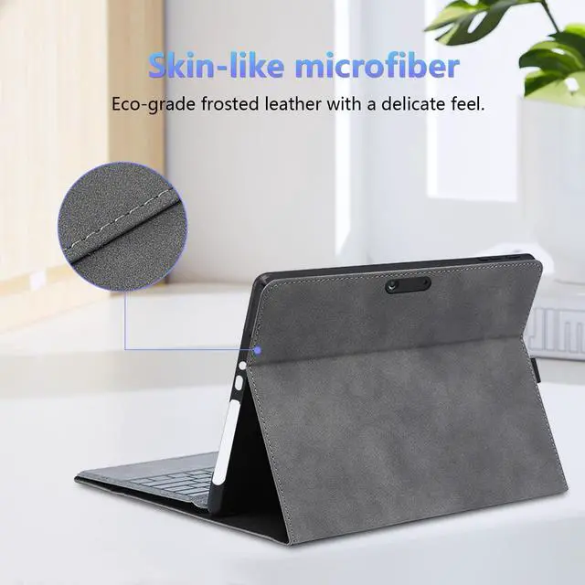 Alt view image 3 of 5 - Protective Case for 10-inch Microsoft Surface Go 3/2/1, Multiple Angle Viewing, Slim Lightweight Cover, Stylus Holder, Light Heat Dissation, Compatible with Type Cover Keyboard, Grey