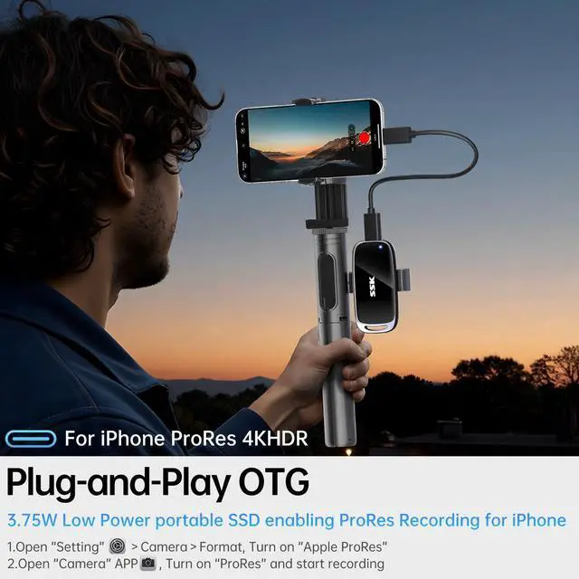 Alt view image 4 of 5 - SSK 2TB SSD External Hard Drive, Portable SSD Drive up to 2000 MB/s, USB 3.2 Gen2X2 External Solid State Drives for iPhone 15/16 PROMacPhone OTGLaptops with LED Indicator