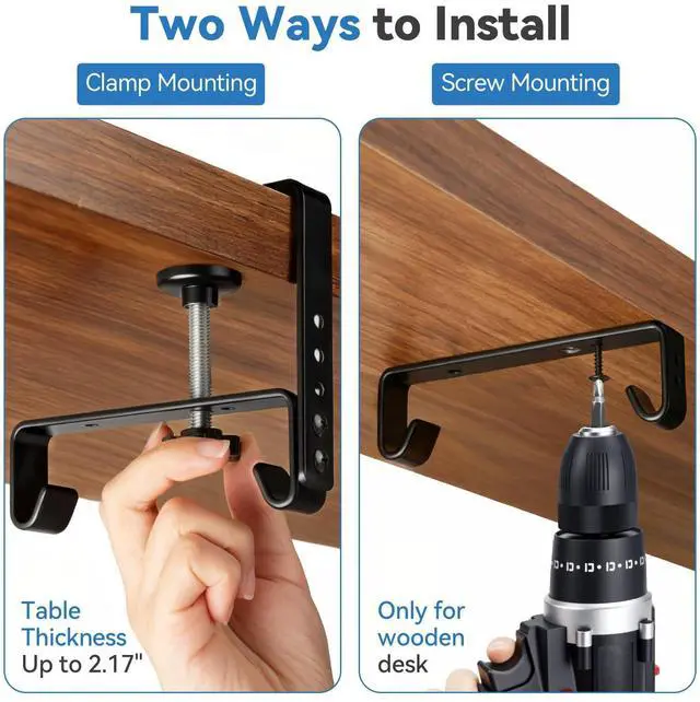 Alt view image 3 of 4 - SHUWEI No Drill Under Desk Cable Management Tray, 36" Premium Fabric Cord Organizer for Desk, Clamp/Screw Mount Cable Organizer for Office and Home (Off White, 36" L x 5.5" W)