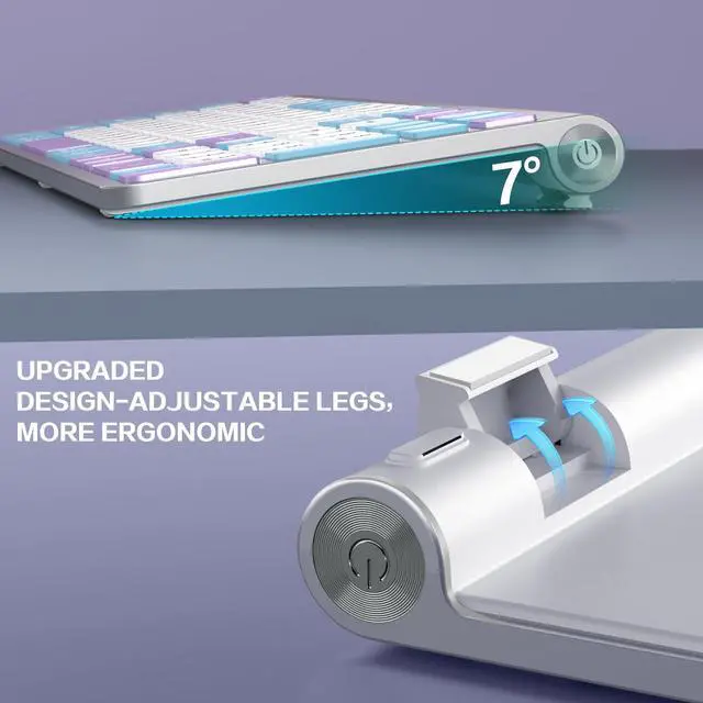 Alt view image 3 of 5 - GAMCATZ Colorful Wireless Keyboard with Low-Profile Keys-Soft Touch,Cute,Quiet Design,Windows & Mac OSOffice Cordless Slient Computer Keyboard for Desktop,Laptop, PC, Mac, Windows-Purple Blue White