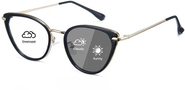 Main image of Cyxus Photochromic Glasses for Women UV Protection with Blue Light Blocking Trendy Cat Eye Frame8281i01 Black Frame