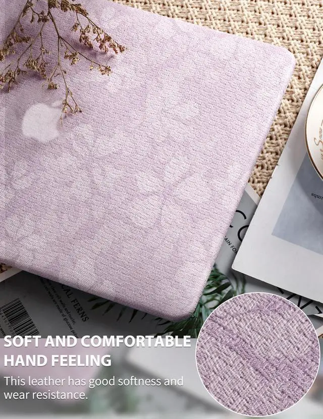 Alt view image 2 of 5 - Seorsok Compatible with New MacBook Air 13.6 inch Case M4 M3 M2 2025 2024-2022 Release A3240 A2681 A3113,Leaves Printed Leather Plastic Hard Shell Case with Transparent Keyboard Cover,Purple