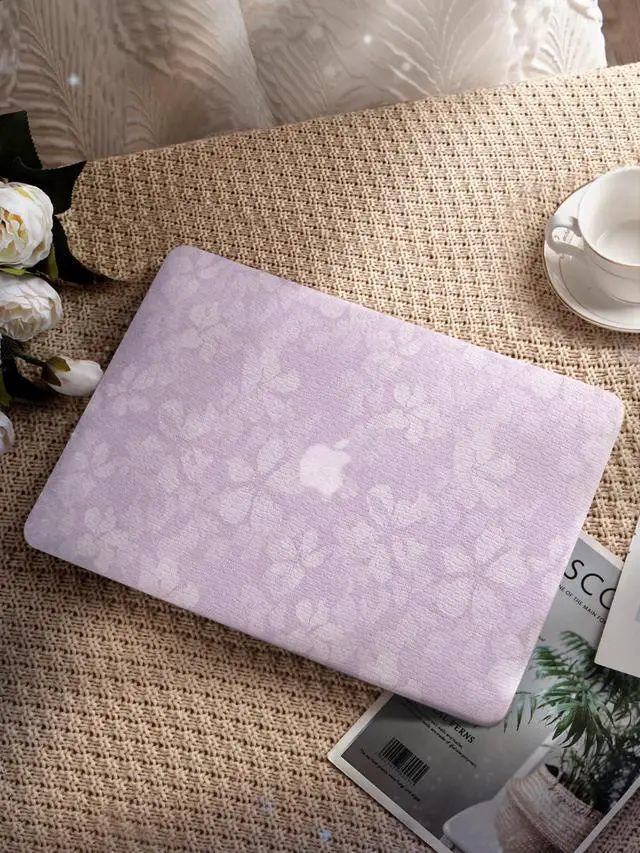 Alt view image 4 of 5 - Seorsok Compatible with New MacBook Air 13.6 inch Case M4 M3 M2 2025 2024-2022 Release A3240 A2681 A3113,Leaves Printed Leather Plastic Hard Shell Case with Transparent Keyboard Cover,Purple