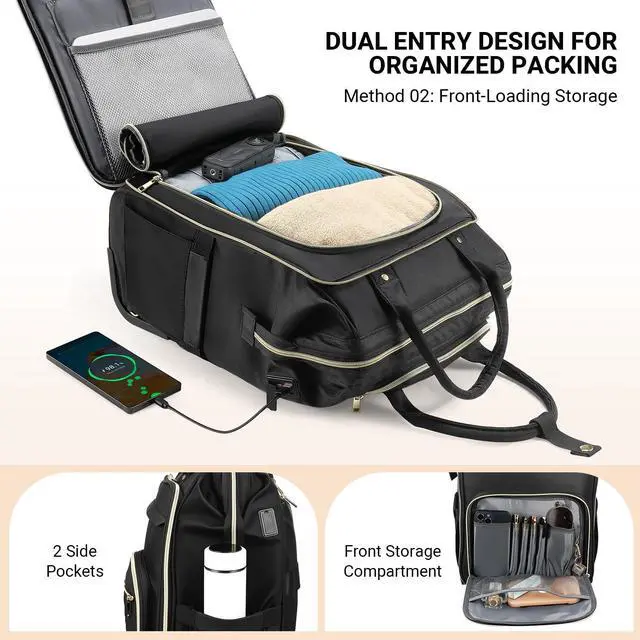 Alt view image 5 of 5 - star cloud Underseat Carry On Luggage with Wheels - Rolling Backpack for Women with Lock, USB & Type-C Charging Port, Personal Item Travel Bag with Wheels, Lightweight Softside Carry-On Suitcase