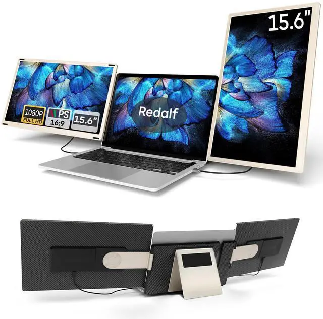 Main image of Laptop Screen Extender, 15.6'' 1080P FHD Laptop Monitor Extender with 235°Rotation Detachable Dual Monitor, Plug & Play, Triple Screen for 13"-17.3" Laptops Compatible with Mac/Wins/Android/Dex