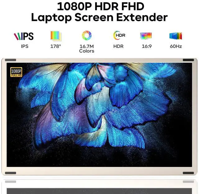 Alt view image 2 of 5 - Laptop Screen Extender, 15.6'' 1080P FHD Laptop Monitor Extender with 235°Rotation Detachable Dual Monitor, Plug & Play, Triple Screen for 13"-17.3" Laptops Compatible with Mac/Wins/Android/Dex