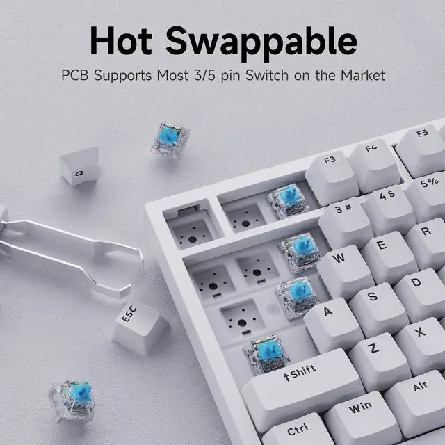 Alt view image 4 of 5 - NACODEX AK820 Gasket Mechanical Keyboard, 75% Wired Hot Swappable Keyboard with Volume Contro Knob, PBT Keycaps, Five-Layer Padding, 82 Keys Gaming Keyboard