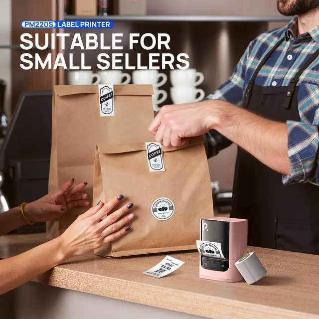 Alt view image 5 of 5 - POLONO PM220S Label Maker Machine with Tape, 2 Inch Bluetooth Thermal Label Printer, Portable Sticker Printer for School, Office, Home, Business, Label Maker with 2'' x1.18'' Labels, Pink