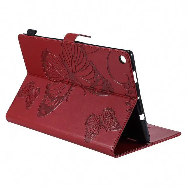 Alt view image 4 of 5 - Case for Fire HD 10 Tablet, Techcircle Butterfly Embossed Slim Folding Stand Cover with Credit Card/Cash Holder Case for Amazon Fire HD 10.1" 5th/7th/9th Generation-2015/2017/2019 Release, Burgundy