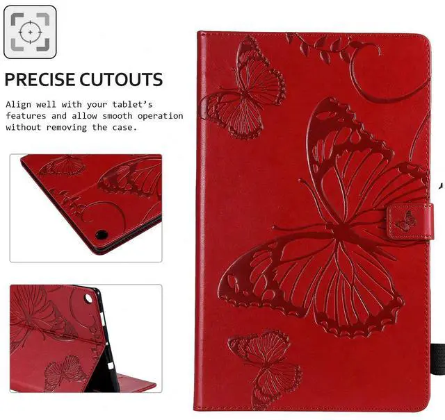 Alt view image 5 of 5 - Case for Fire HD 10 Tablet, Techcircle Butterfly Embossed Slim Folding Stand Cover with Credit Card/Cash Holder Case for Amazon Fire HD 10.1" 5th/7th/9th Generation-2015/2017/2019 Release, Burgundy