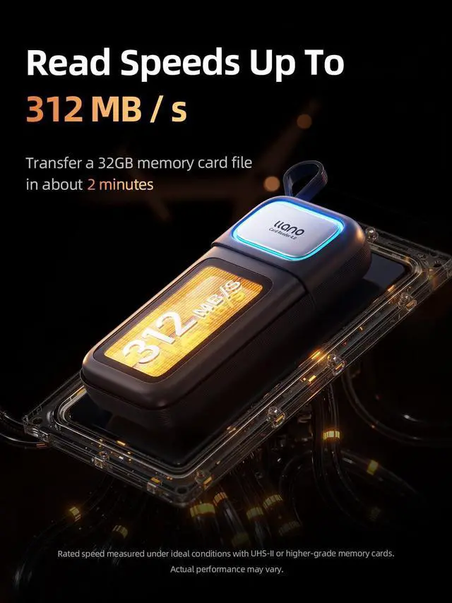 Alt view image 3 of 5 - llano F15 2-in-1 High-Speed SD/Micro SD Card Reader Adapter(UHS-II Supported),Holder Case, Built-in Slot Storage, Compatible with iPhone, Android, PC, MacBook, Laptop, Dual Slot, USB Type-C 3.2 Gen1